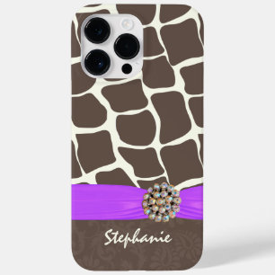 Giraffe Pattern Printed Ribbon and Rhinestone Case-Mate iPhone 14 Pro Max Case