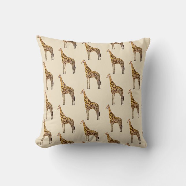 Giraffe Pattern Safari Painting Throw Pillow (Front)