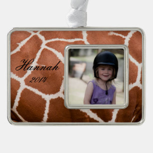 Giraffe pattern silver plated framed ornament