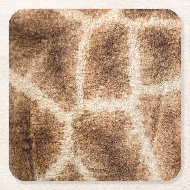 Giraffe pattern square paper coaster (Front)
