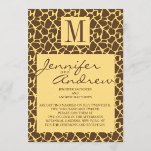 Giraffe Pattern Wedding Invitation with Monogram