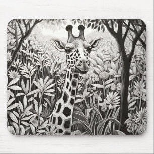 Giraffe Peaceful Nature Prairie Sketch Drawing Art Mouse Pad