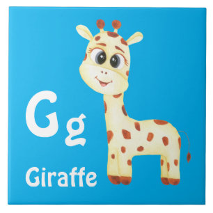 Giraffe personalise ABC: Letter G - Add Your Name Ceramic Tile