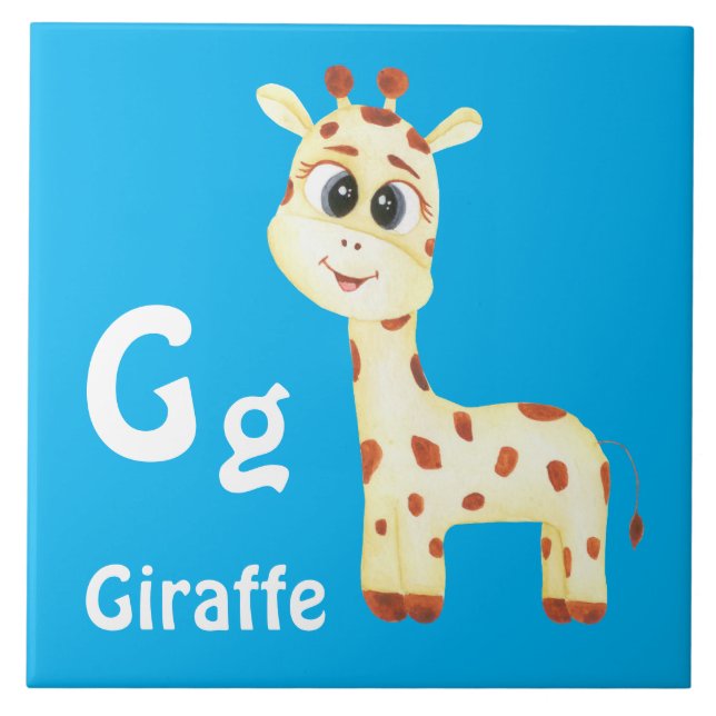 Giraffe personalise ABC: Letter G - Add Your Name Ceramic Tile (Front)