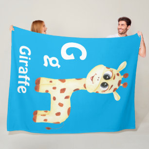 Giraffe personalise ABC: Letter G - Add Your Name Fleece Blanket