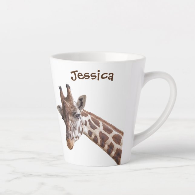 Giraffe Personalised Name Latte Mug (Right)