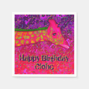 Giraffe-Personalised Paper Birthday Napkins