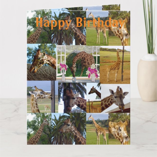 Giraffe Photo Collage, Jumbo Birthday Card, Card (Front)