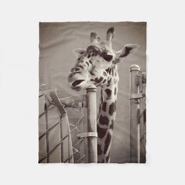 Giraffe Photograph - Vintage Style Fleece Blanket (Front)