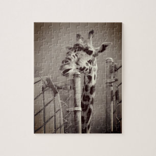 Giraffe Photograph - Vintage Style Jigsaw Puzzle