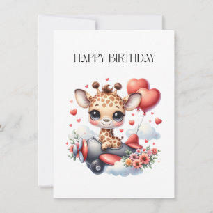 Giraffe Pilot Birthday Card