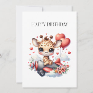 Giraffe Pilot Birthday Card