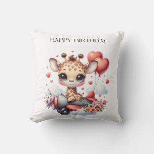Giraffe Pilot Birthday Cushion