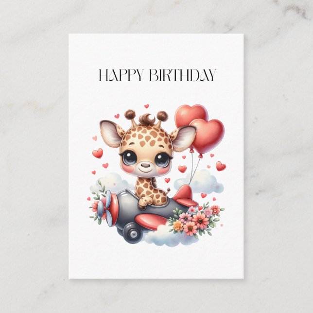 Giraffe Pilot Birthday Enclosure Card (Front)