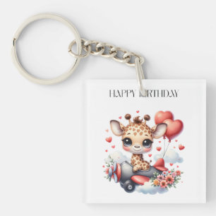 Giraffe Pilot Birthday Key Ring
