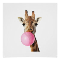 Giraffe Pink Bubble Gum Cute Funny Animal Lover
