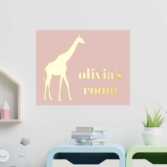 Giraffe Pink Girls Room Foil Sign (In Situ (Nursery))