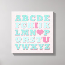 Giraffe Pink Mint Aqua Teal Wall Art Canvas