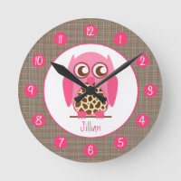 Giraffe & Pink Owl Personalised Clock