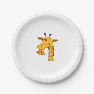Giraffe pizza food hamburger cute happy birthday g paper plate