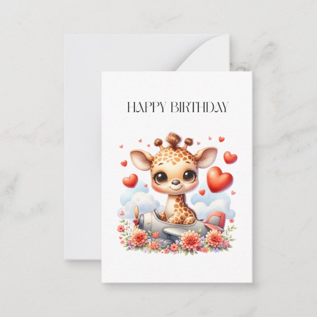 Giraffe Plane Birthday Card (Front)