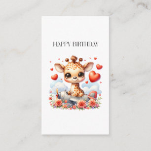 Giraffe Plane Birthday Enclosure Card