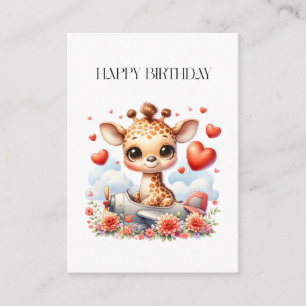Giraffe Plane Birthday Enclosure Card