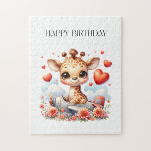 Giraffe Plane Birthday Jigsaw Puzzle