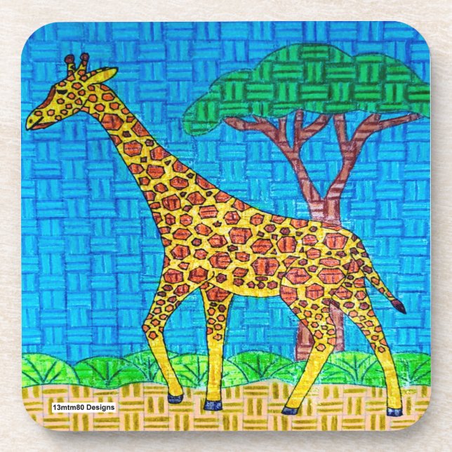 Giraffe - Plastic Coaster (Front)