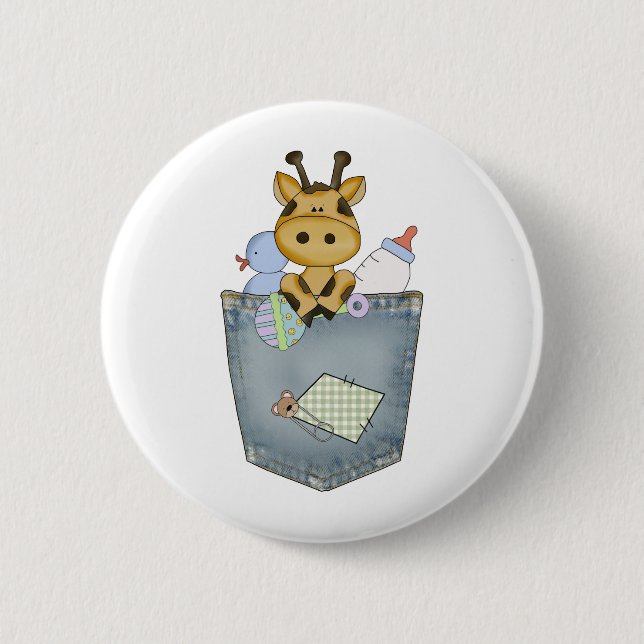 Giraffe pocket pal 6 cm round badge (Front)