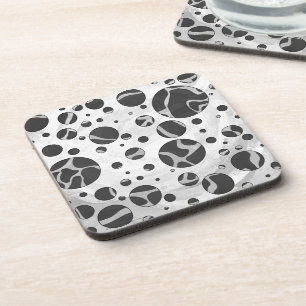 Giraffe Polka Dot Black and Light Grey Print Coaster