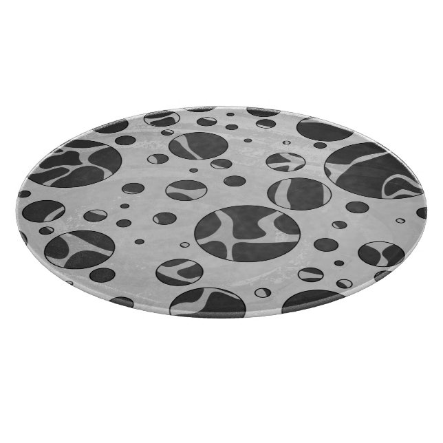 Giraffe Polka Dot Black and Light Grey Print Cutting Board (Corner)