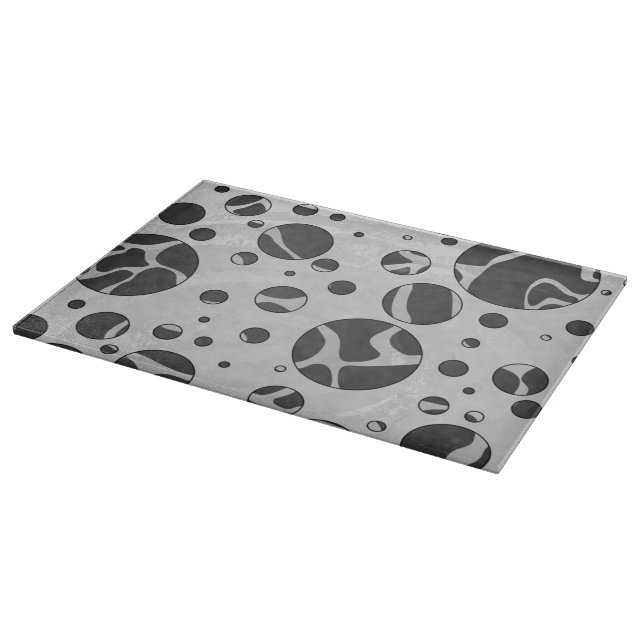 Giraffe Polka Dot Black and Light Grey Print Cutting Board (Corner)