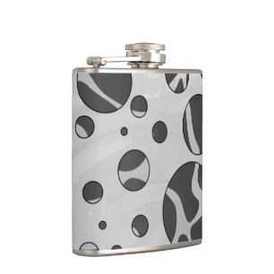 Giraffe Polka Dot Black and Light Grey Print Hip Flask