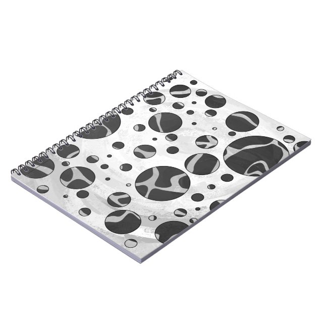 Giraffe Polka Dot Black and Light Grey Print Notebook (Left Side)