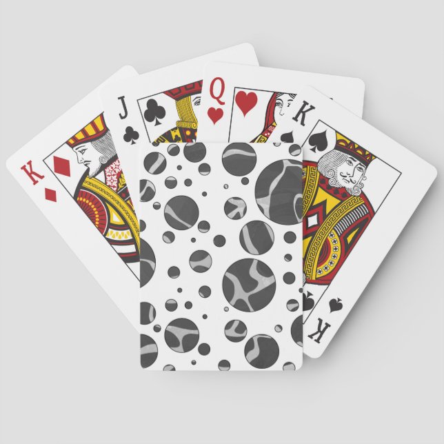 Giraffe Polka Dot Black and Light Grey Print Playing Cards (Back)