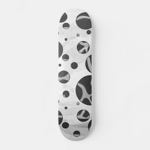 Giraffe Polka Dot Black and Light Grey Print Skateboard