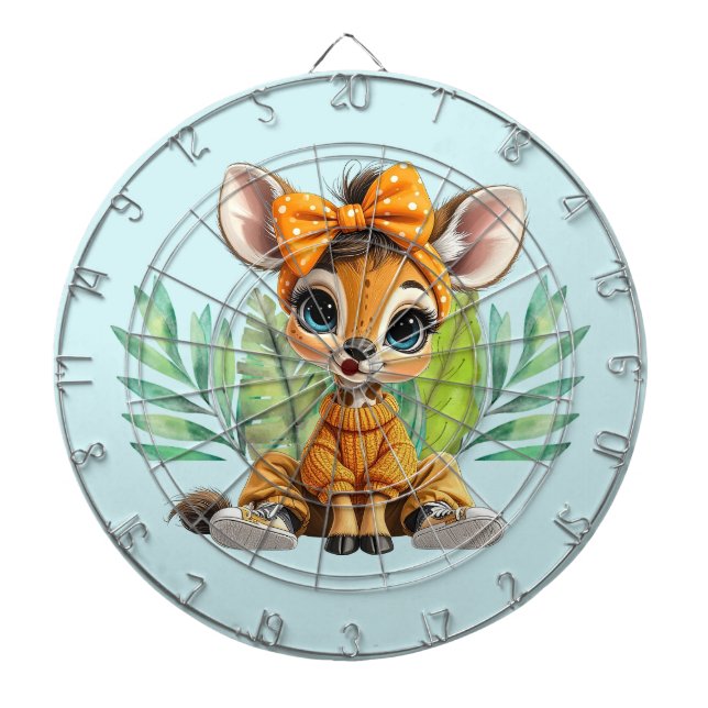 Giraffe Polka Dot Bow  Dartboard (Front)