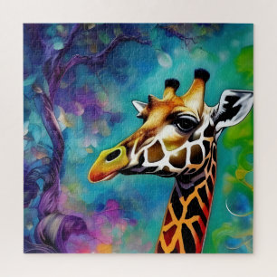 Giraffe Portrait Colourful Jigsaw Puzzle