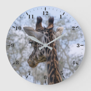 Giraffe portrait. I see you if I don't even look Large Clock
