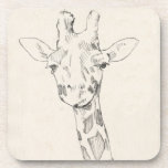 Giraffe Portrait | Sketch Coaster<br><div class="desc">This neutral coloured sketch features a smiling giraffe | By Jennifer Goldberger</div>