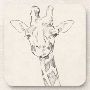 Giraffe Portrait Sketch Coaster