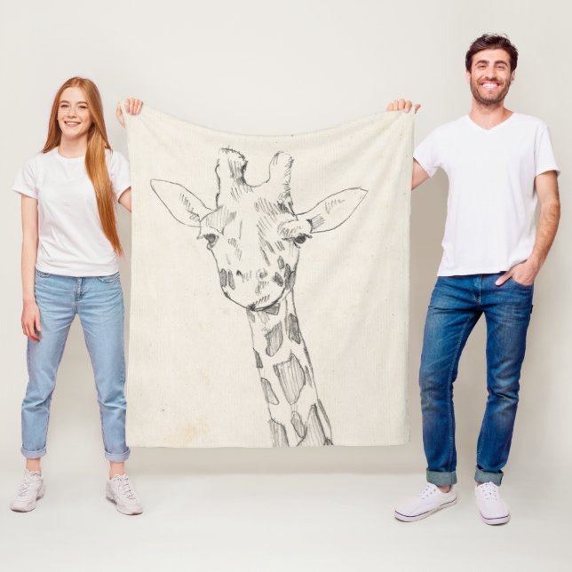 Giraffe Portrait | Sketch Fleece Blanket (In Situ)