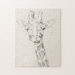 Giraffe Portrait | Sketch Jigsaw Puzzle<br><div class="desc">This neutral coloured sketch features a smiling giraffe | By Jennifer Goldberger</div>