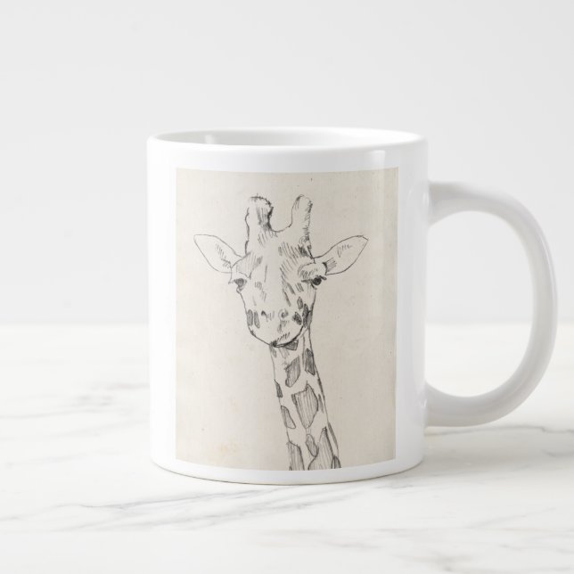 Giraffe Portrait | Sketch Large Coffee Mug (Right)