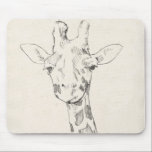 Giraffe Portrait | Sketch Mouse Pad<br><div class="desc">This neutral coloured sketch features a smiling giraffe | By Jennifer Goldberger</div>