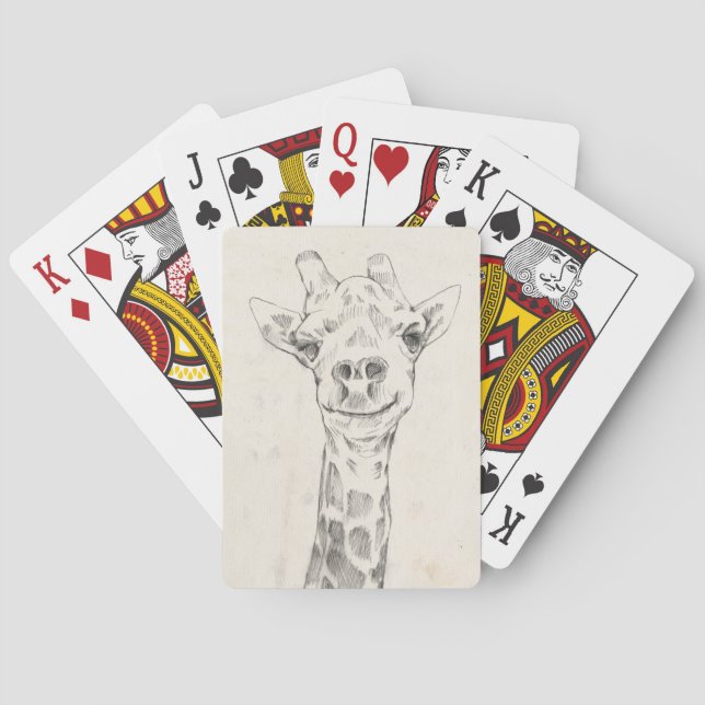 Giraffe Portrait Sketch Playing Cards (Back)