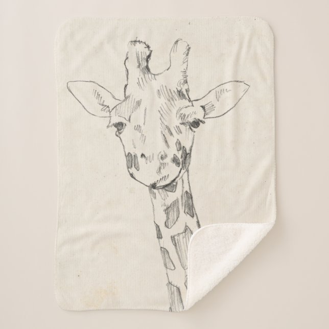 Giraffe Portrait | Sketch Sherpa Blanket (Front)
