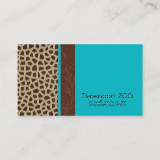 Giraffe Print [blue] Business Cards (Front)