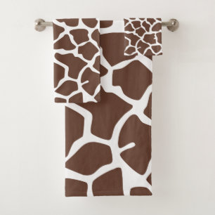 Giraffe Print, Brown Giraffe, Animal Print, Jungle Bath Towel Set